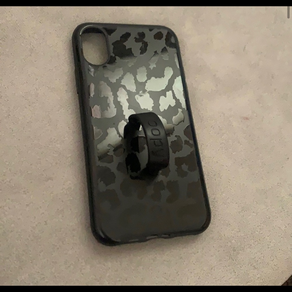 A black midnight lepoard iPhone XS case